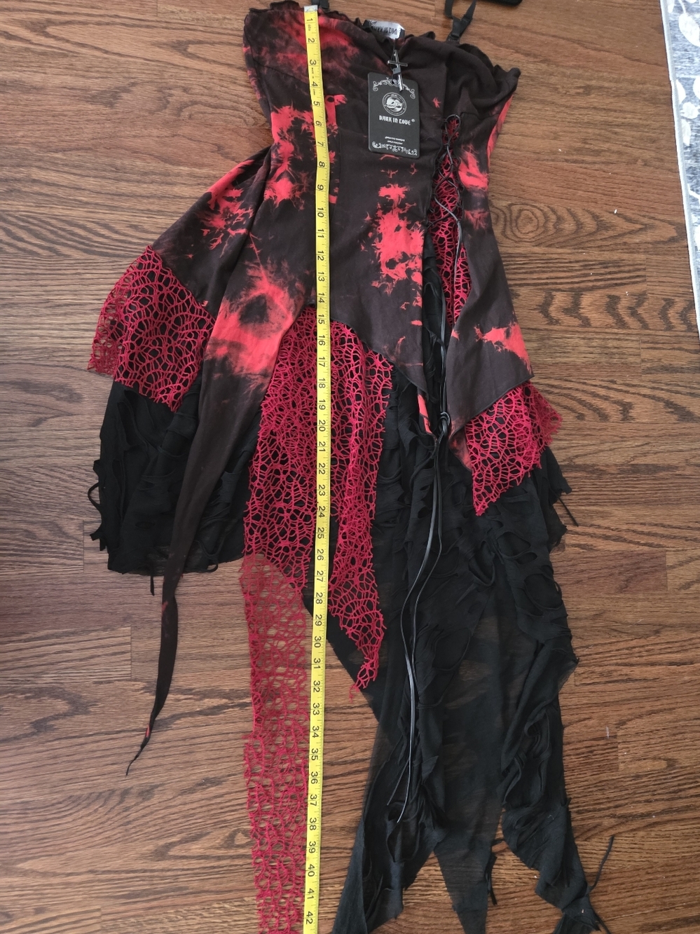 Gothic Punky Red/Black Tie-Dye Distressed Dress Size M (NWT) - Picture 9 of 9